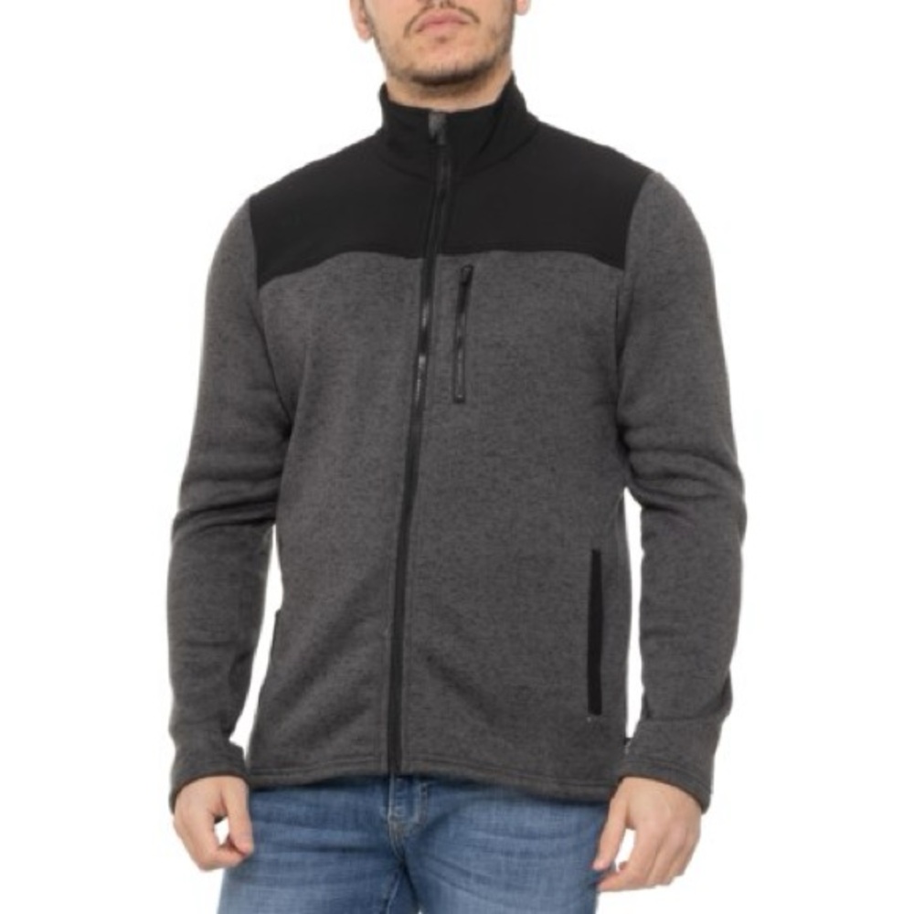 Eddie Bauer Men's Charcoal and Black Zip-Up Sweater